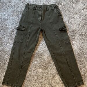 Treasure & Bond Women's Dark Green Cargo Jeans